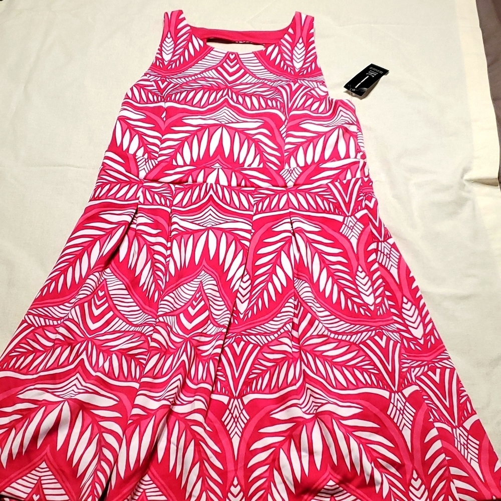Pink Tropical Dress Womans Size Large MSRP $120. - Picture 1 of 9